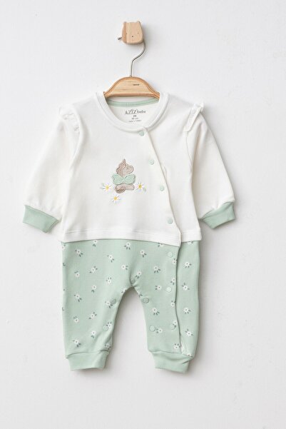 Aziz Bebe Baby Girl Snap Fastener Floral Patterned Horse Embroidery Jumpsuit ...