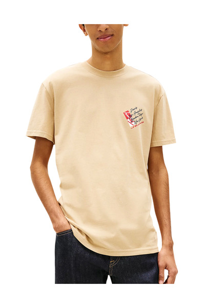Tommy Hilfiger Ανδρικό T-shirt Μπεζ Tommy Jeans DM0DM22533-AB9