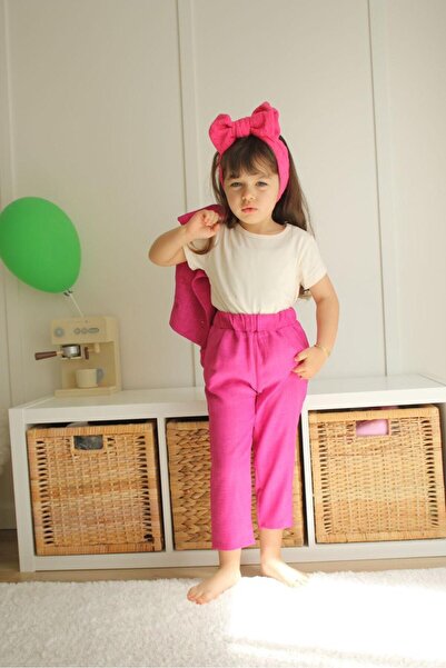 Jannock Girl's Three-Piece Set Buttoned Vest White T-Shirt Wide-Legged Pants ...