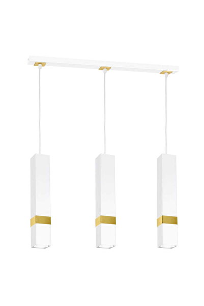 Milagro VIDAR Lustră suspendată dreptunghiulară cu 3 lumini, metal alb/auriu,...