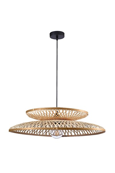 Polux Lustră suspendată BALI Boho Ø60cm, Abajur din bambus împletit bej/crem ...