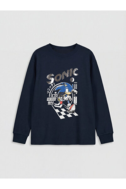 LC Waikiki Tricou de băieți cu guler rotund și imprimeu Sonic