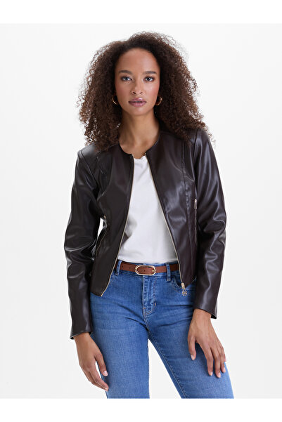 ORSAY Dark brown women's faux leather jacket