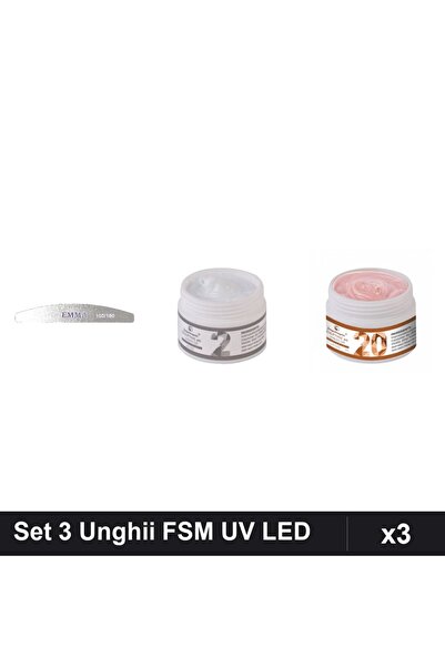 Makeup Set 3 Unghii FSM - Pilă Emma 100/180 + 2x Gel Constructie UV LED 15g