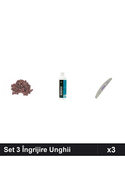 Makeup Set 3 Îngrijire Unghii - Pila EMMA, Rezerve Smirghel 20buc, Remover 500ml
