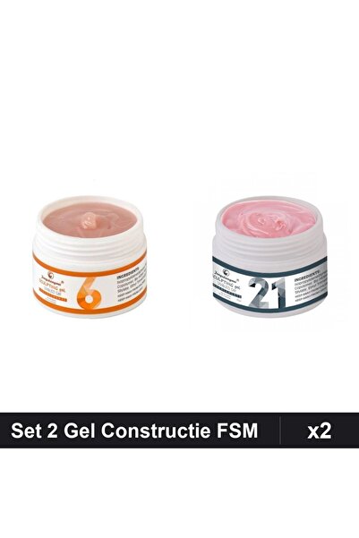 Makeup Set 2 Geluri Constructie UV LED FSM 15g, Nuante 06 21, Builder Gel Unghii