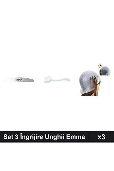 Makeup Set 3 Piese Îngrijire Unghii Emma, Pilă 120/150, Perie Deprafuit, Casc...