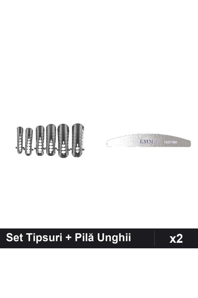 Makeup Set 2 Tipsuri Reutilizabile 120 buc Nr.23 + Pilă Unghii Emma 100/180, ...