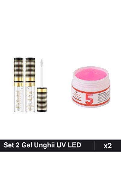 Makeup Set 2 Produse Ingrijire Unghii - Gel Fixare Sprancene Eveline + Builde...