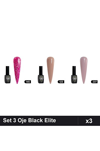Makeup Set 3 Oje Semipermanente Black Elite Global Fashion 8ml, Nuante 145 12...