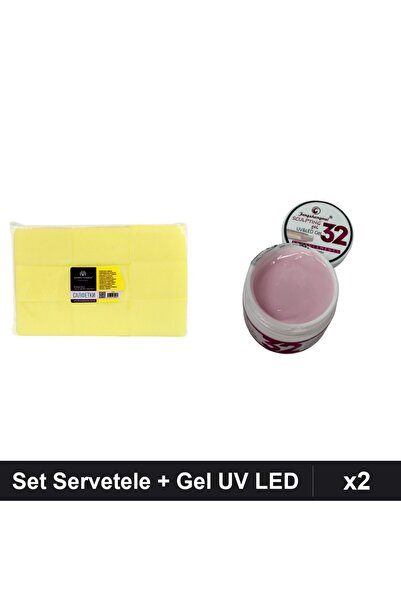 Makeup Set 2 Îngrijire Unghii - 900 Servetele Fără Scame Galben + Gel Constru...