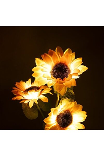 Casa Shop Set de 2 lămpi solare floarea-soarelui, 70 cm, 3 flori cu micro-LED...