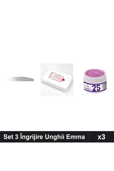 Makeup Set 3 Îngrijire Unghii Emma - Pilă 100/120, Șervețele 900buc, Gel Cons...