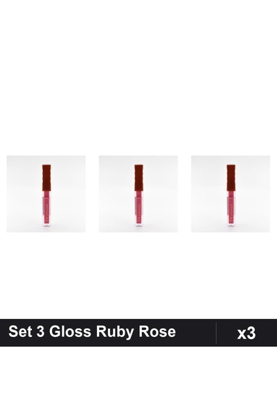 Makeup Set 3 Gloss Shimmer Ruby Rose 02, Luciu Buze Hidratant, Nuanță Ruby In...