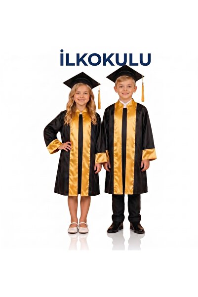 BLACK SWALLOW Set de togă și șapcă de absolvire unisex pentru școala primară,...