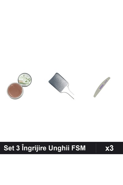 Makeup Set 3 Îngrijire Unghii FSM, Gel Constructie UV LED 15g, Pila Calcaie N...
