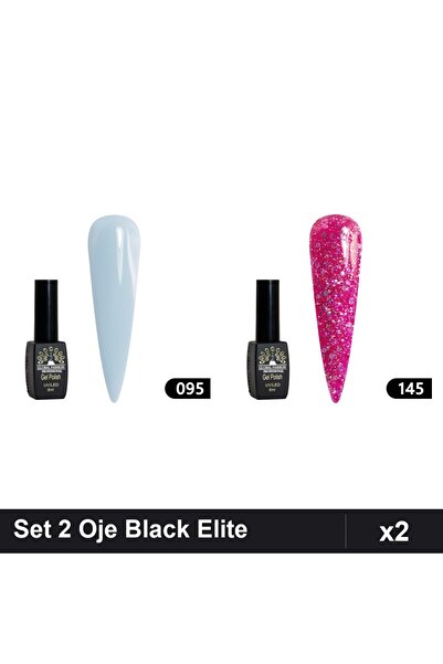 Makeup Set 2 Oje Semipermanente Black Elite 8ml, Nuante 095 145, Manichiură U...