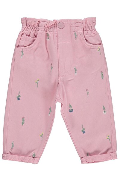 Civil Baby Pantaloni din denim cu broderie florală pentru 6-18 luni - Roz