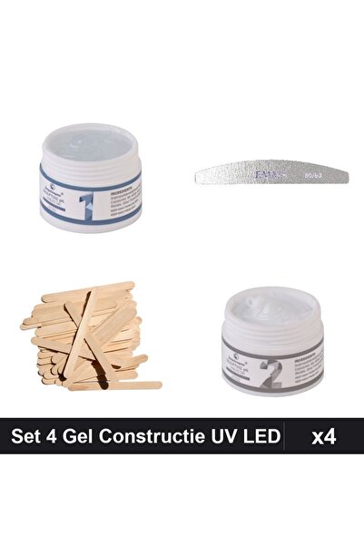 Makeup Set 4 Gel Constructie UV LED FSM 15g, Transparent Nuanta 02, Pila Emma...