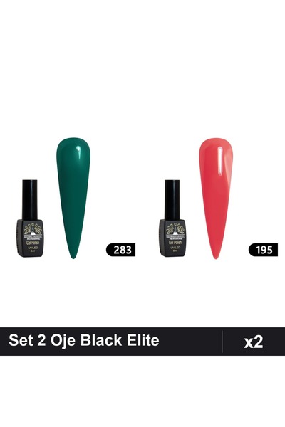 Makeup Set of 2 Black Elite Semi-permanent Nail Polish 8ml, Global Fashion, S...