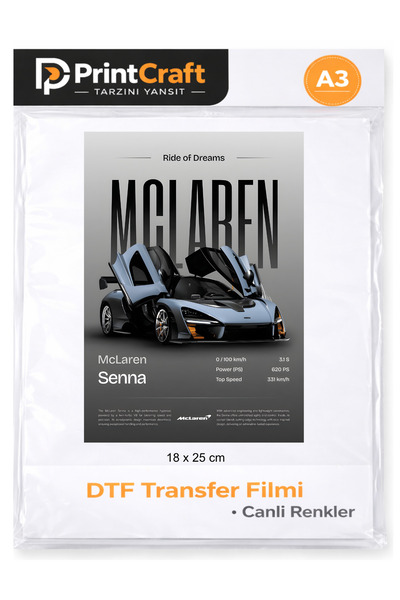 Palo Santo 18x25 cm McLaren Modeli Ütü ile Yapışan DTF Transfer Baskı (A3)