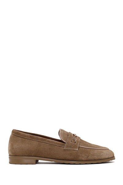 Derimod Γυναικεία ανδρικά loafers από δέρμα σουέντ με αγκράφα βιζόν 26PFD230110
