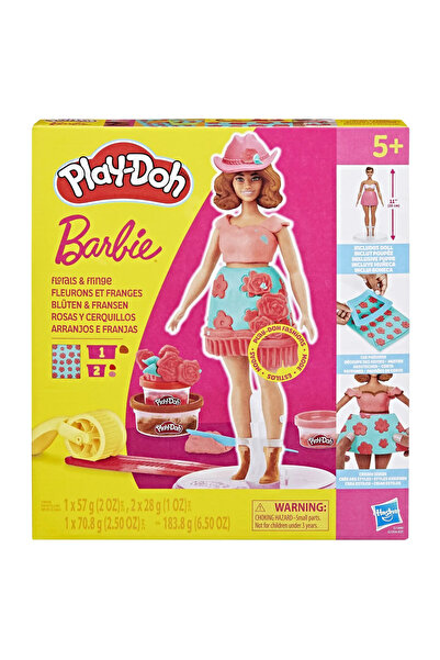 Play Doh SET BARBIE CU FLORI ȘI FRUNZE, CREAȚIE DE ÎMBRĂCĂMINTE DE COWBOY