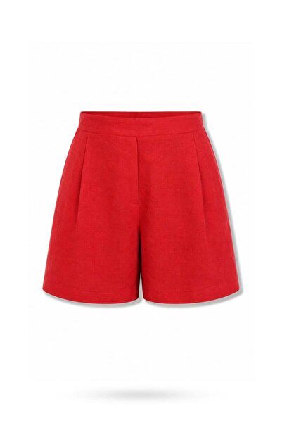 5in1Canpolat Red 100% Linen Lino Shorts