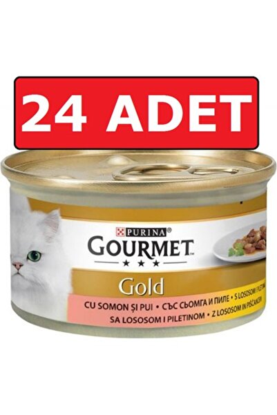 Gourmet Purina Gold Somonlu ve Tavuk Etli Kedi Konservesi 24 Adet 85 gr Parça...