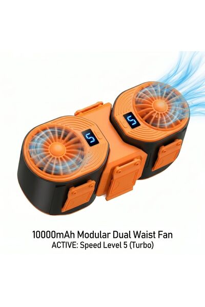 Generic 2-in-1 Wearable Neck & Waist Fan with LED Display - High Velocity Col...