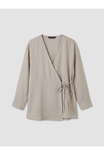 LC Waikiki LCW Modest Kruvaze Yaka Dokulu Modal Karışımlı Kadın Kimono