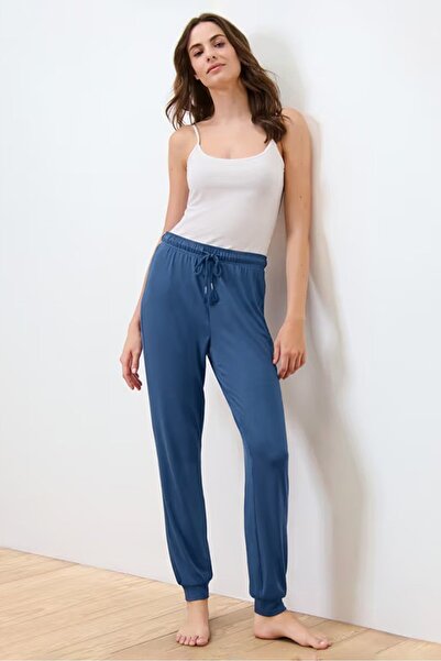 Tchibo Women Plain Drawstring Pajama Pants, Dark Blue