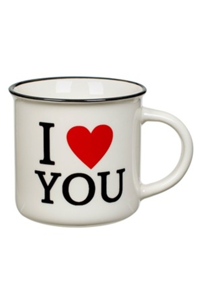 Zumzeria I Love You Ecru New Bone Mug with Black Edge 370ml