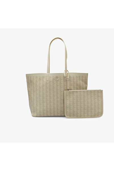 Lacoste Zely Canvas Kadın Monogram Bej Omuz Çantası