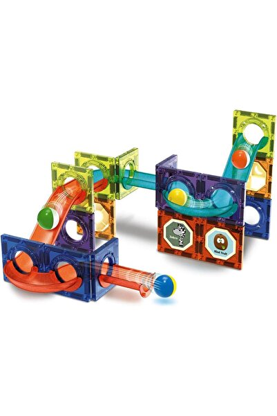 Little Learners مجموعة مكعبات مغناطيسية ومسار رخامي 40 قطعة