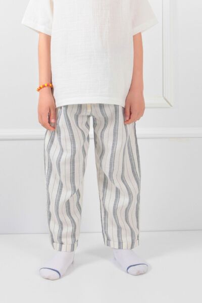 Cuckoo Cotton بنطلون أطفال كتان مخطط