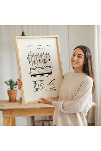 Pegziz Slika patentnog crteža ksilofona, muzički instrument, zidni dekor, slika