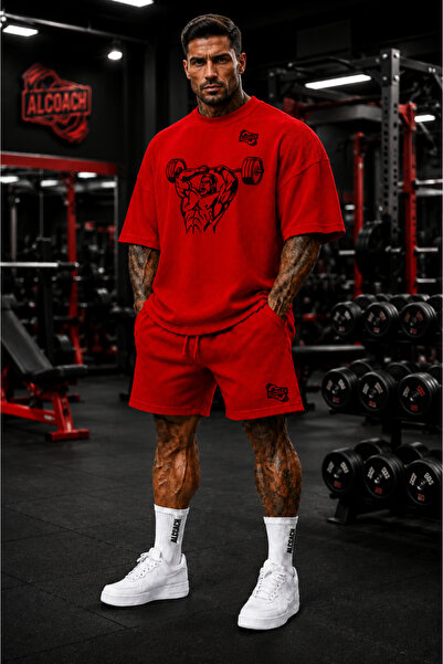 Alcoach Men's 2-Piece Bodybuilding Outfit - Polyester Sportswear, Breathable ...