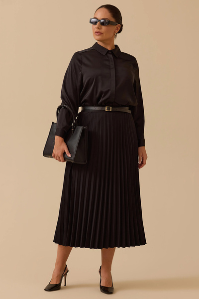 Gala-Xi Galaxi Women's Plus Size Pleated Detailed Skirt 4006 Black