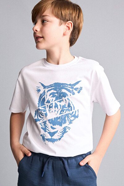 DeFacto Tricou cu mânecă scurtă, imprimat, cu gât crew, croială normală, pent...