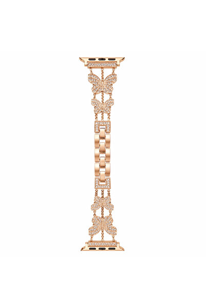 Casen Watch Saat 44mm Gold Taşlı Zarif Kanat Tasarımlı Şık Kordon