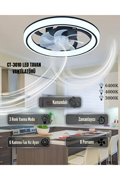 Cata CT-3010 Meltem Led Tavan Vantilatörü Kumandalı