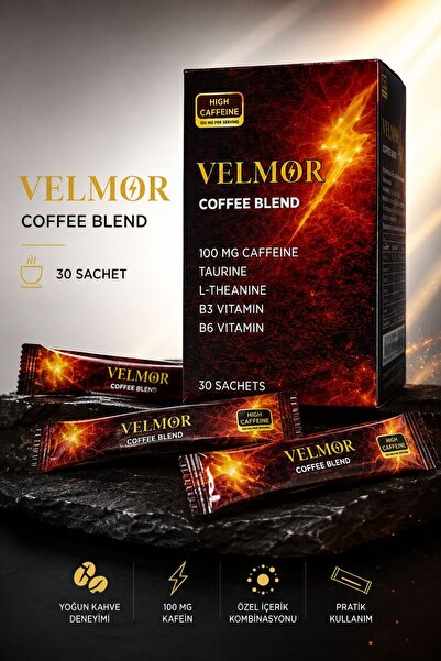 VELMOR Coffee Blend Yüksek Kafeinli Kahve Karışımı Taurine, L-Theanine ve Vit...