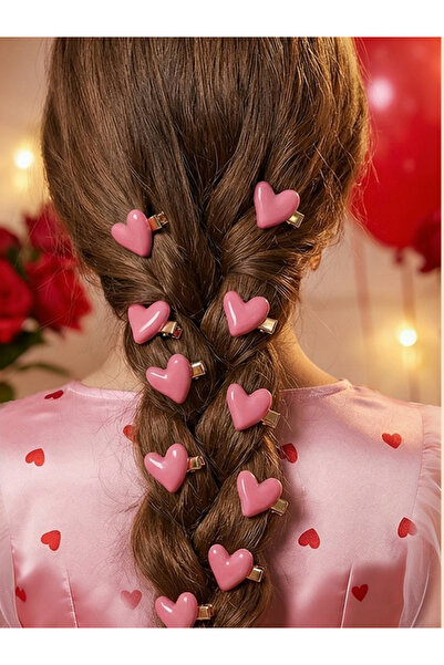 Take Two By Styli Pack of 10 - Pink Heart Hair Clips