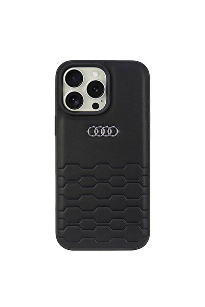 Audi Husă rigidă neagră din piele sintetică pentru iPhone 16 Pro Max 6.9" AU-...