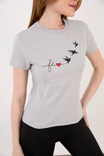 ZAZZONİ Short Sleeve T-Shirt with Bird Print