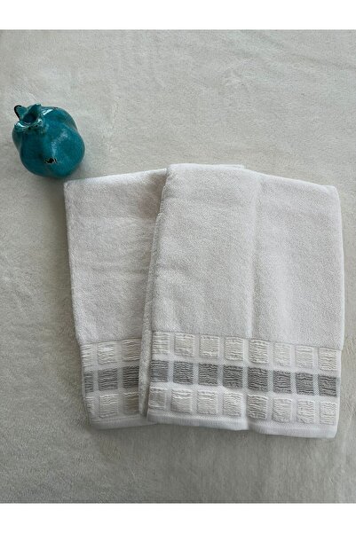 KİRAZHOME Bamboo 2-Piece Cream Towel Set 50X100 – Soft Textured, Highly Absor...