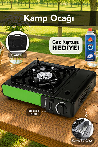 Fischer Emniyet Kilitli Kamp Ocağı - Taşıma Çantalı Yeşil Tekli Ocak 1 Adet G...