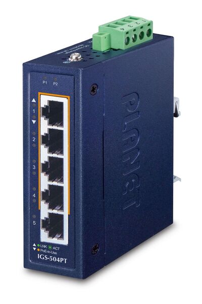 Planet Switch indus 5 porturi Gigabit 4 PoE la -40/75°C