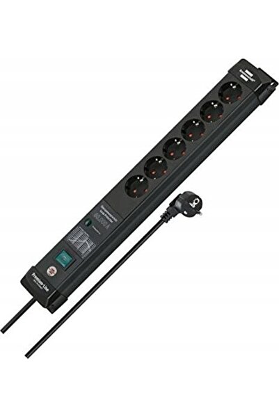 Brennenstuhl Premium-Line Steckdosenleiste 6-fach (schwarz, 3 Meter, 60.000A ...
